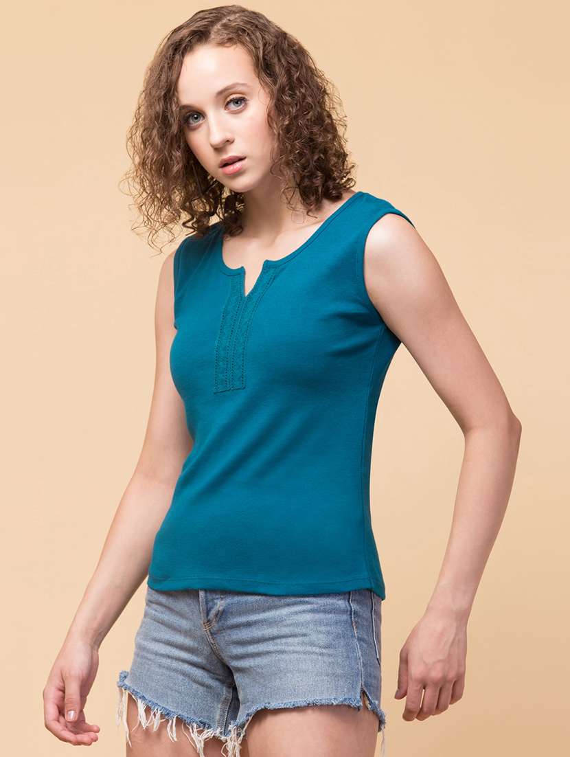 women solid sleeveless tank top - 22065597 -  Standard Image - 1