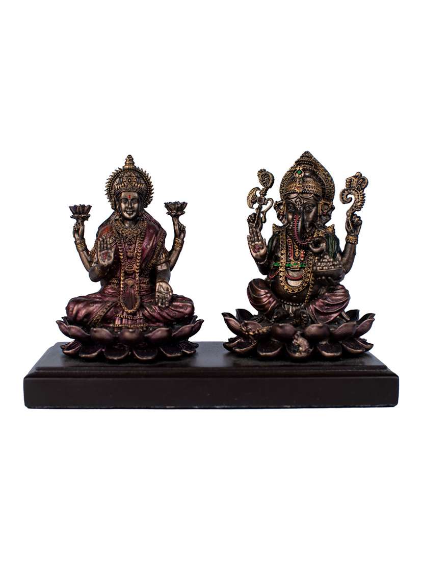 copper goddess lakshmi and lord ganesh murti - 22065650 -  Standard Image - 1