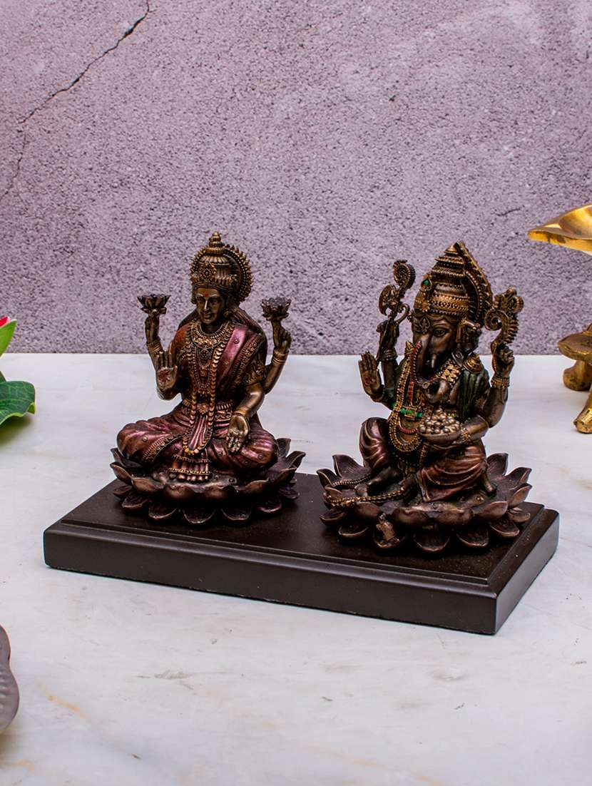 copper goddess lakshmi and lord ganesh murti - 22065650 -  Standard Image - 4