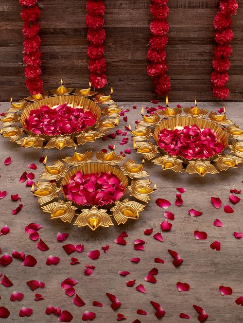 lotus shape decorative urli for home decor set of 3 - 22065697 - Standard Image - 0