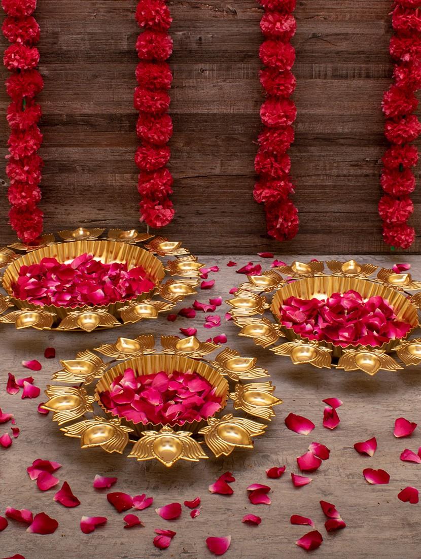 lotus shape decorative urli for home decor set of 3 - 22065697 - Standard Image - 1