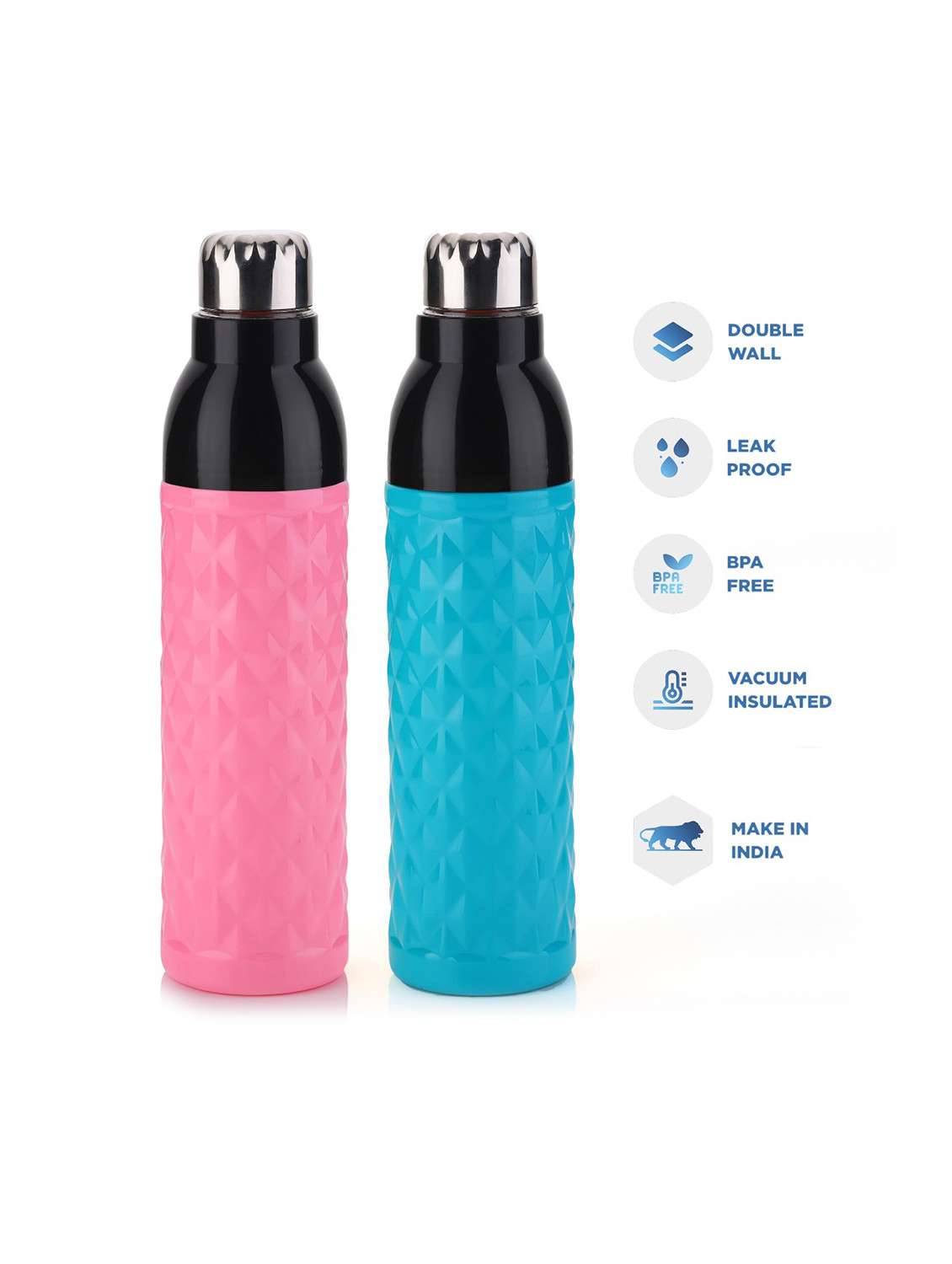 pack of 3 multicolor plastic water bottles  - 22065773 -  Standard Image - 1