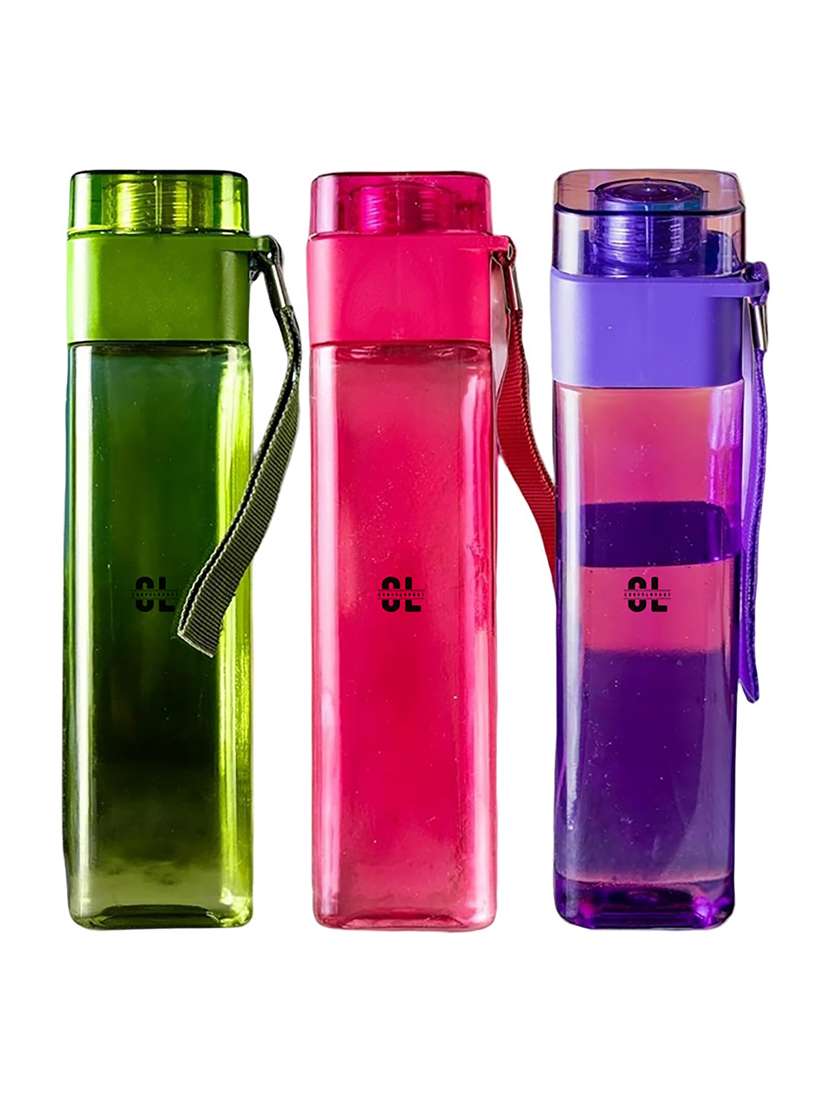 pack of 3 multicolor plastic water bottles 