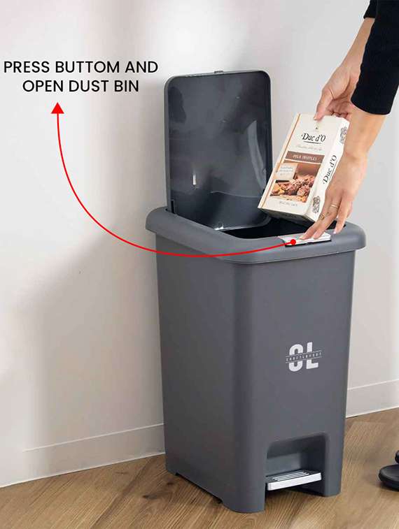 grey solid plastic waste bin - 22065801 -  Standard Image - 1