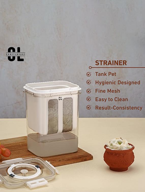 plastic white curd maker with lid - 22065826 - Standard Image - 1