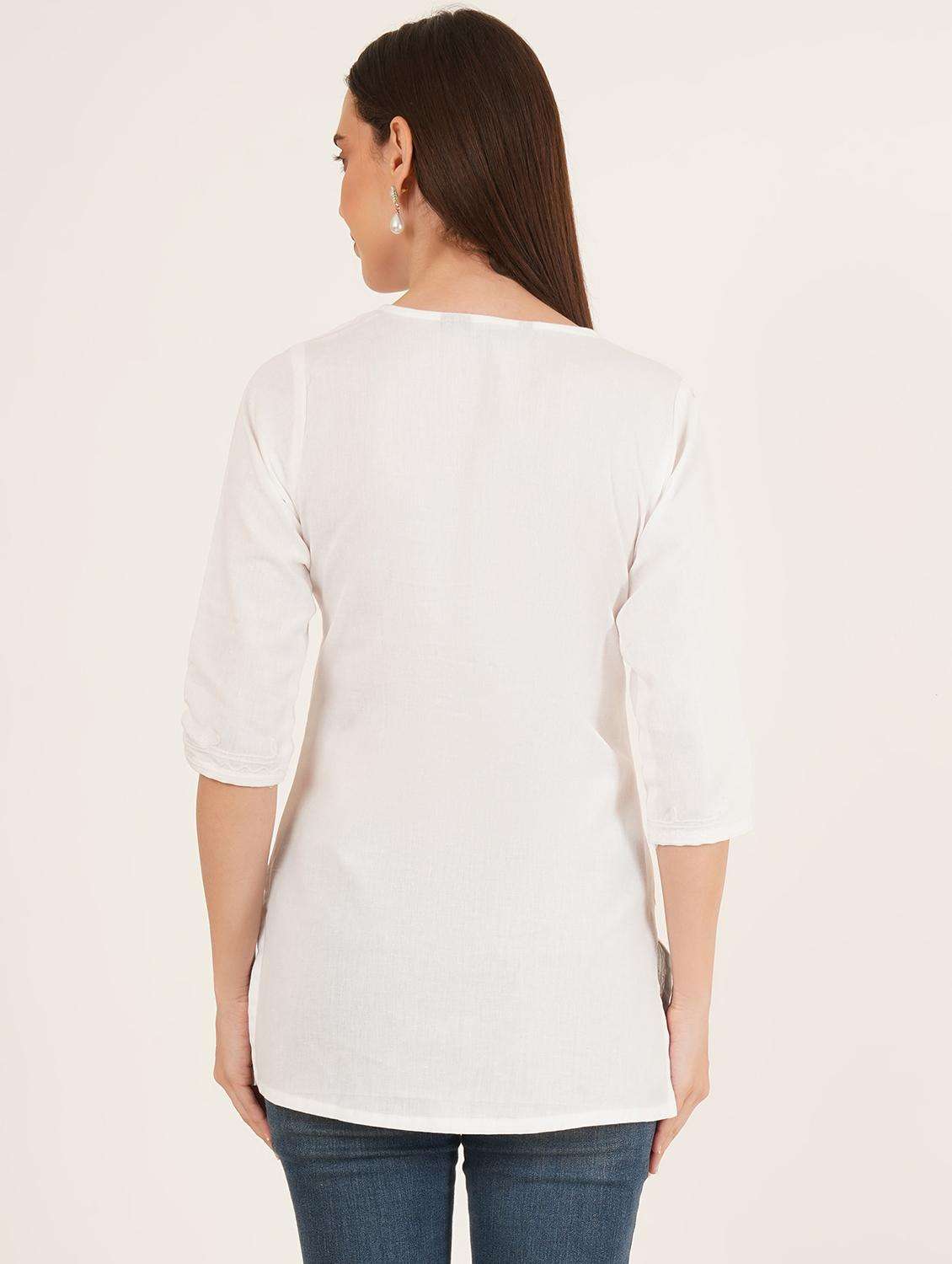 women embroidered three quarter sleeve straight kurti - 22065850 -  Standard Image - 4