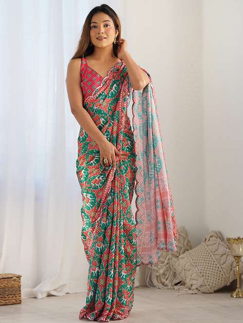 women printed patola saree with blouse - 22065854 -  Standard Image - 0