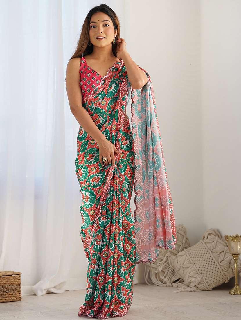 women printed patola saree with blouse