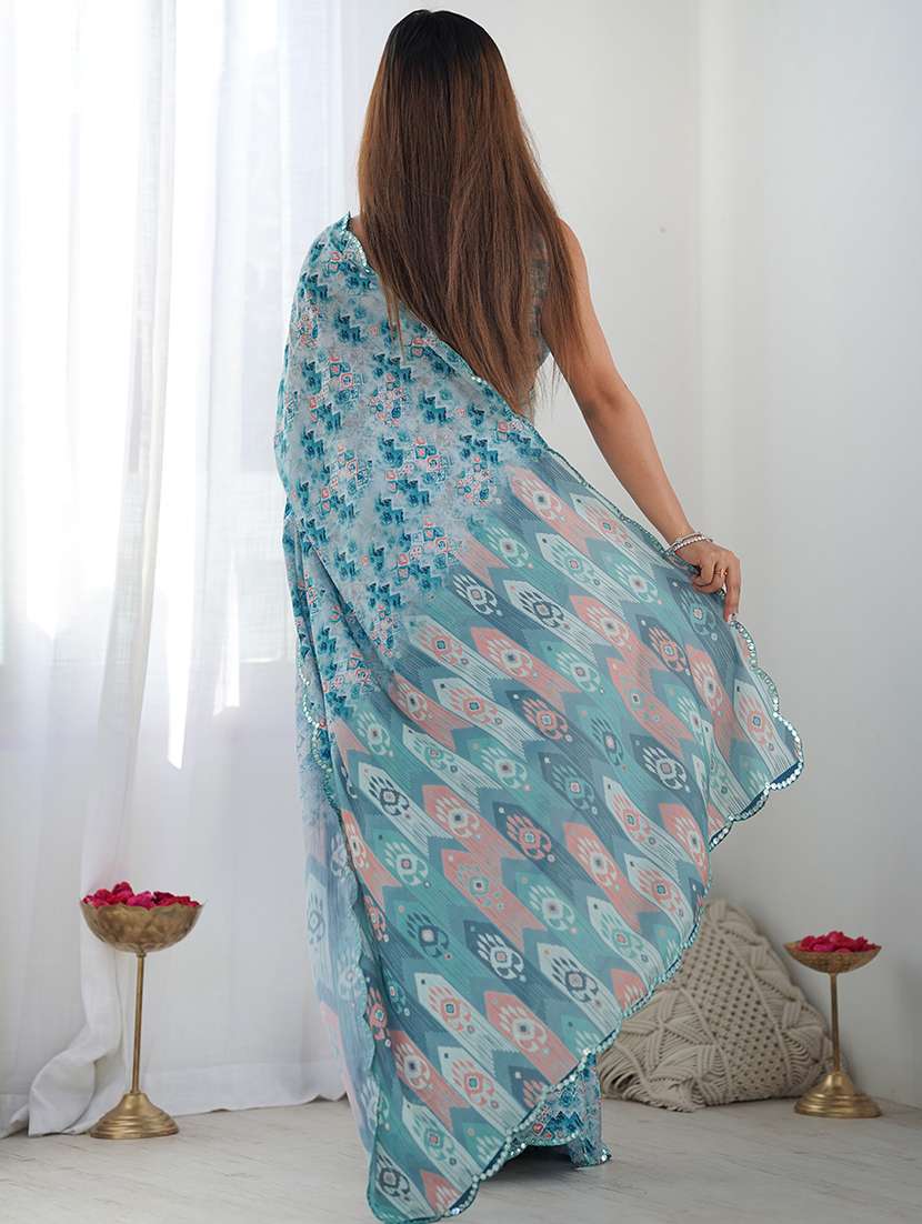 women printed casual wear saree with blouse - 22065855 -  Standard Image - 1