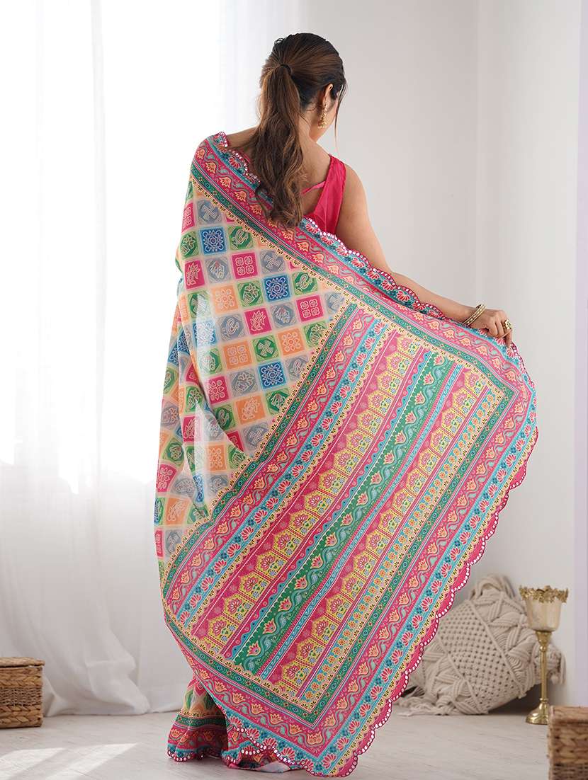 women printed casual wear saree with blouse - 22065856 -  Standard Image - 1