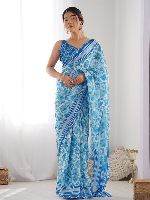 women printed casual wear saree with blouse - 22065858 -  Standard Image - 0