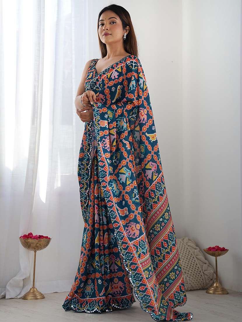 women printed patola saree with blouse