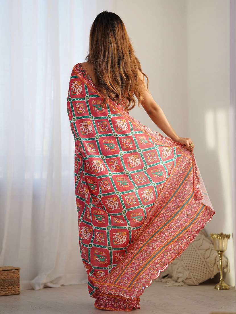 women printed patola saree with blouse - 22065863 - Standard Image - 1