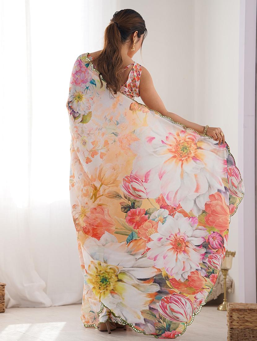 women printed casual wear saree with blouse - 22065864 - Standard Image - 1