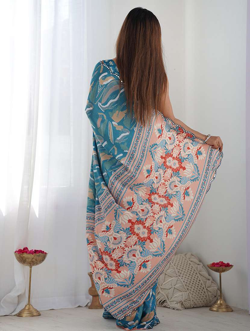 women printed casual wear saree with blouse - 22065865 -  Standard Image - 1