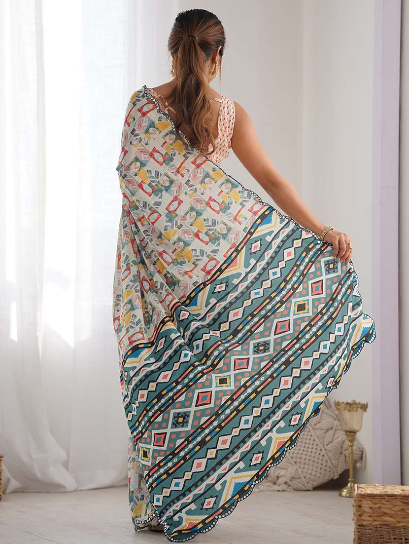 women printed casual wear saree with blouse - 22065867 -  Standard Image - 1