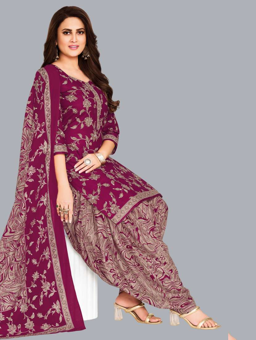 women floral printed unstitched salwar suit set - 22065942 -  Standard Image - 1