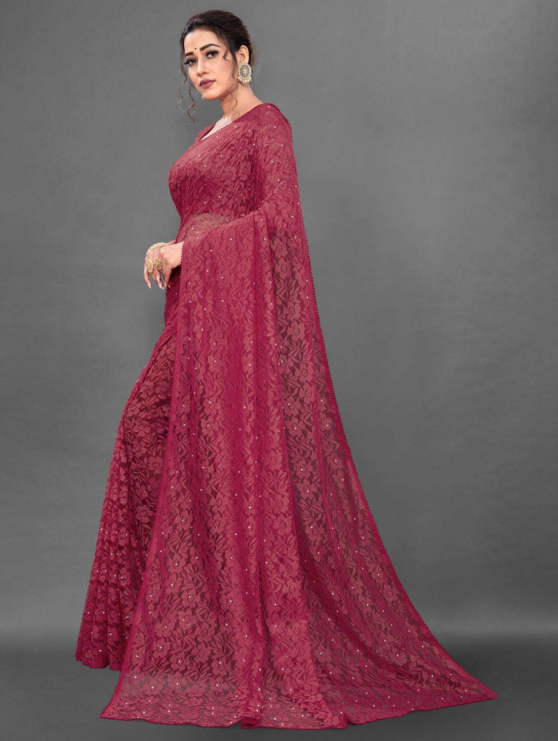 women self design plain saree with blouse - 22065972 -  Standard Image - 1