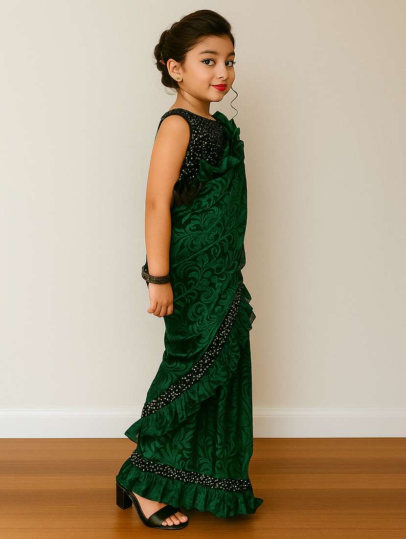 girls self designed ready to wear saree - 22065983 -  Standard Image - 1