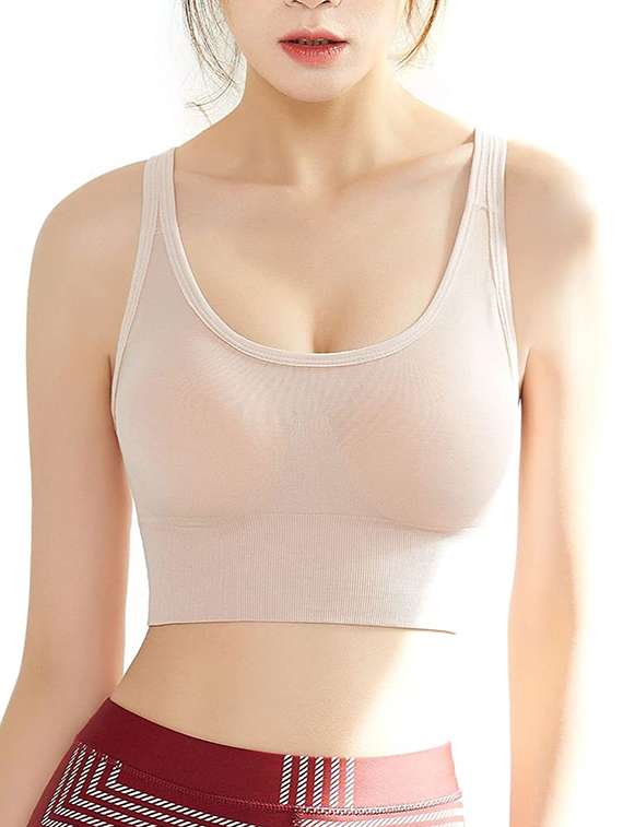 women solid lightly padded sports bra - 22065985 -  Standard Image - 1