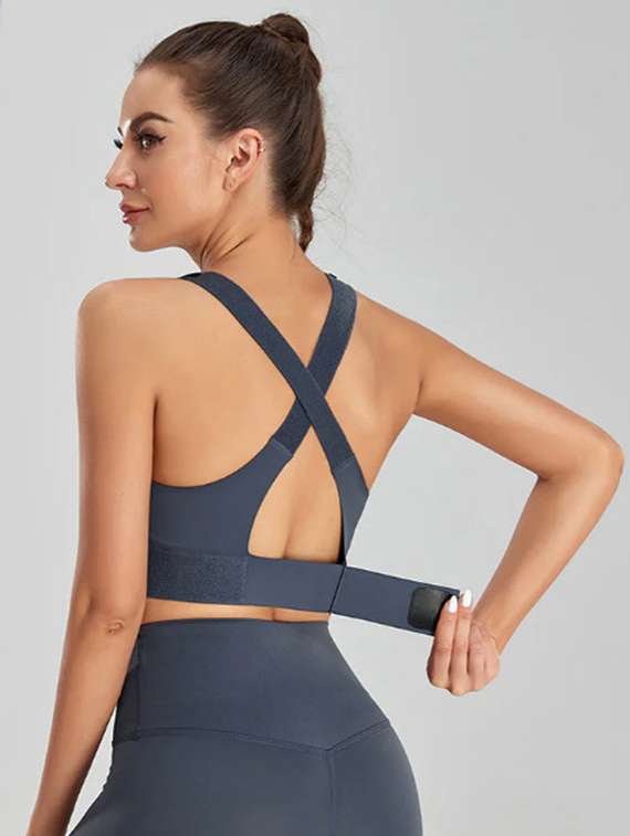 women solid lightly padded sports bra - 22065988 -  Standard Image - 1