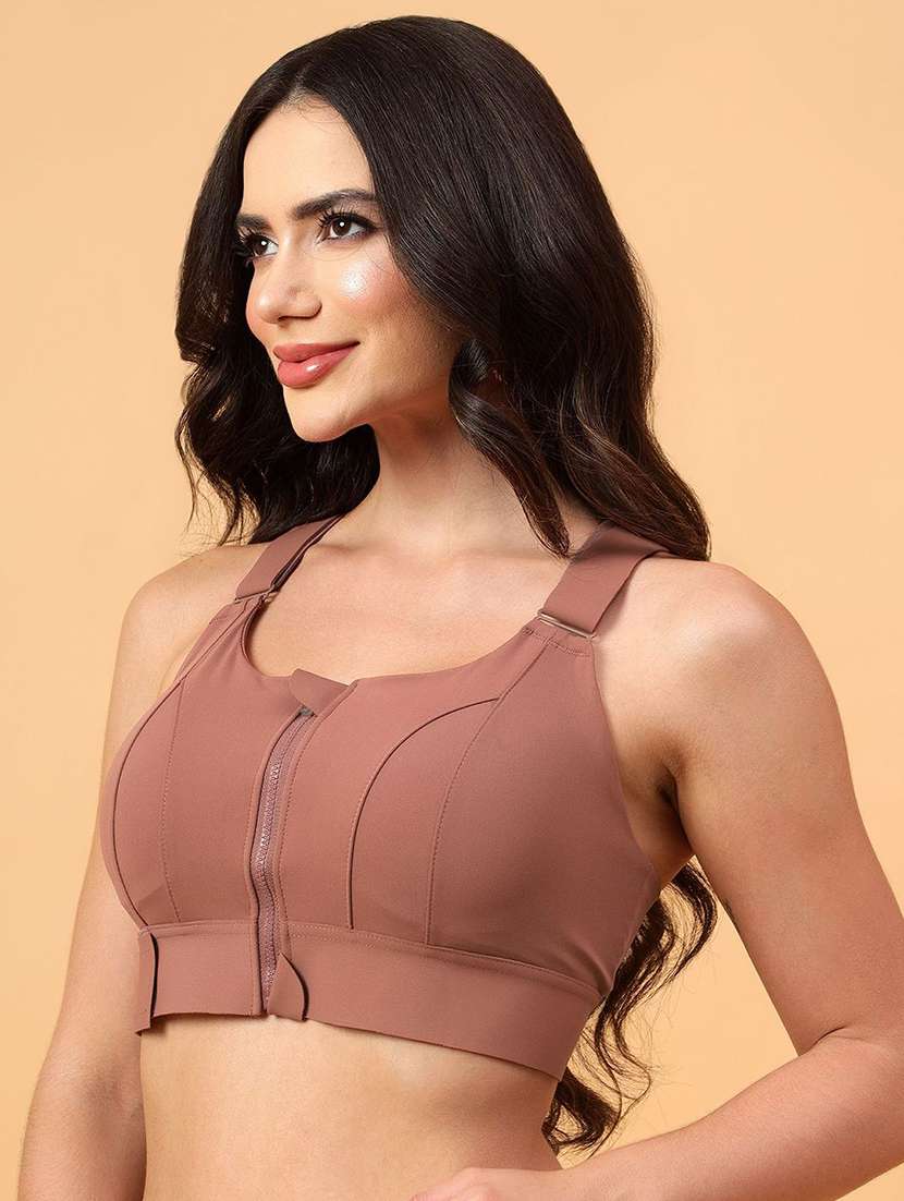 women solid lightly padded sports bra - 22065991 -  Standard Image - 1