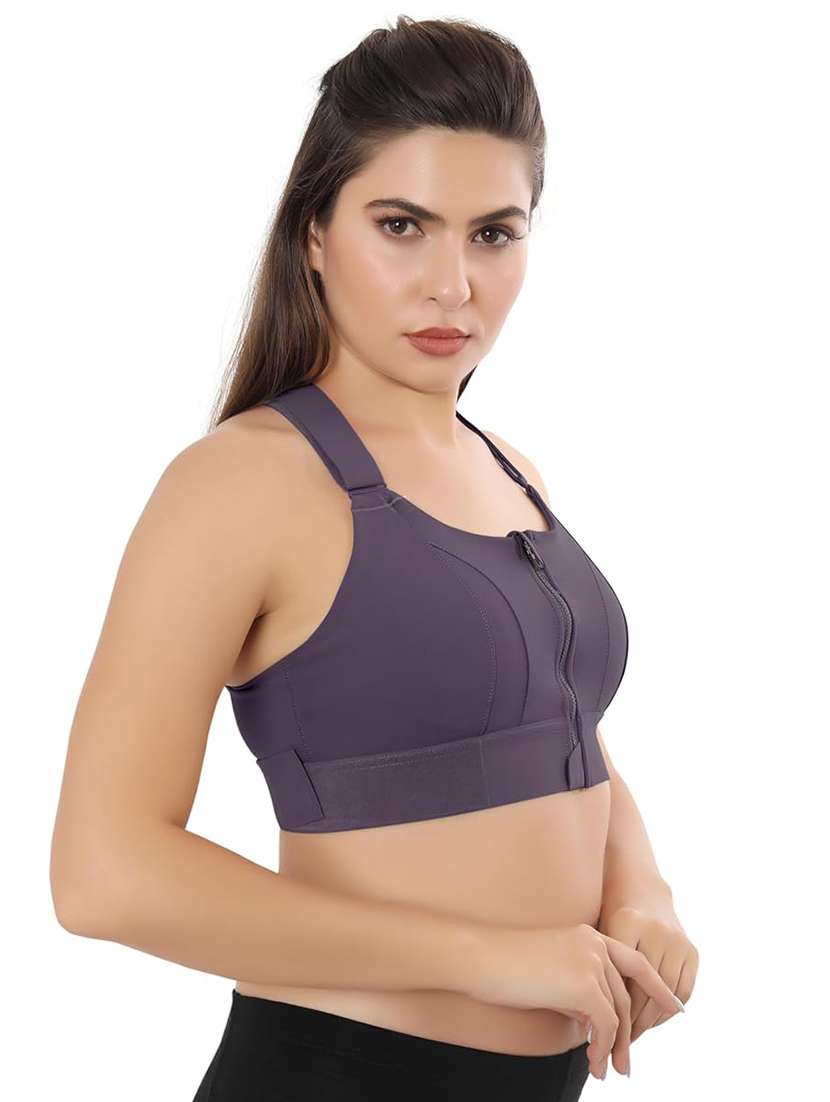 women solid lightly padded sports bra - 22065992 -  Standard Image - 1