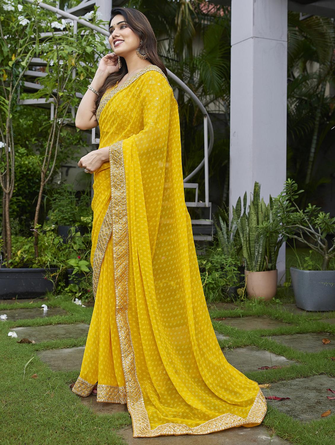 women bandhani printed bordered saree with blouse - 22066107 - Standard Image - 1