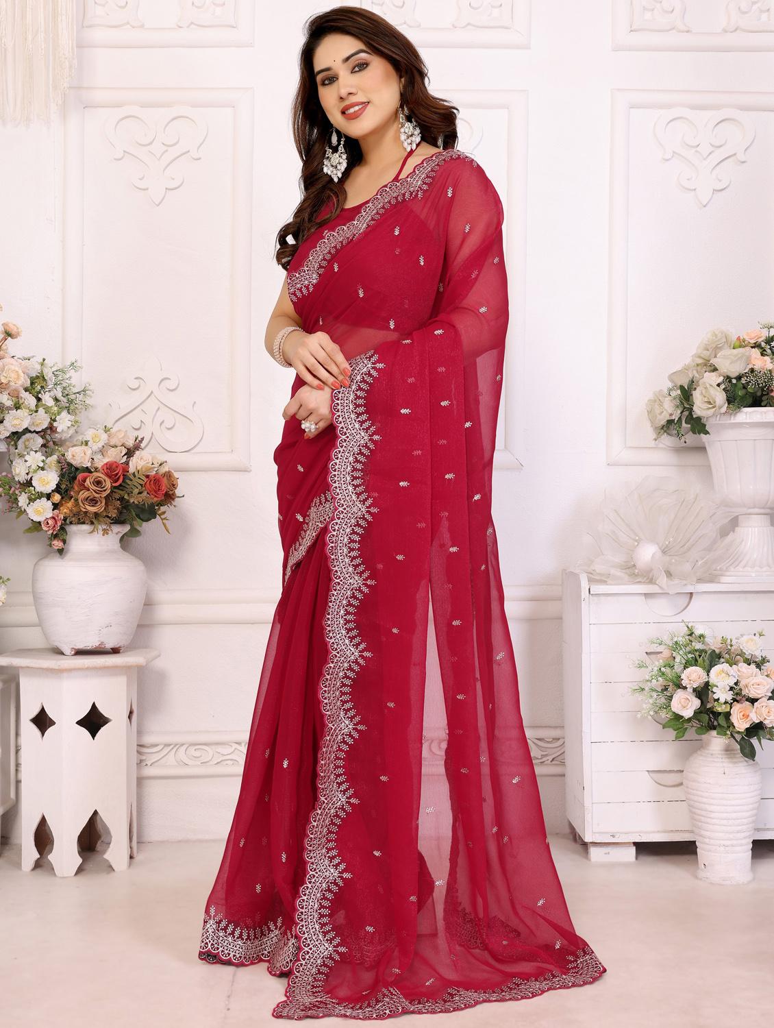 red georgette baluchari saree with blouse - 22066153 - Standard Image - 1