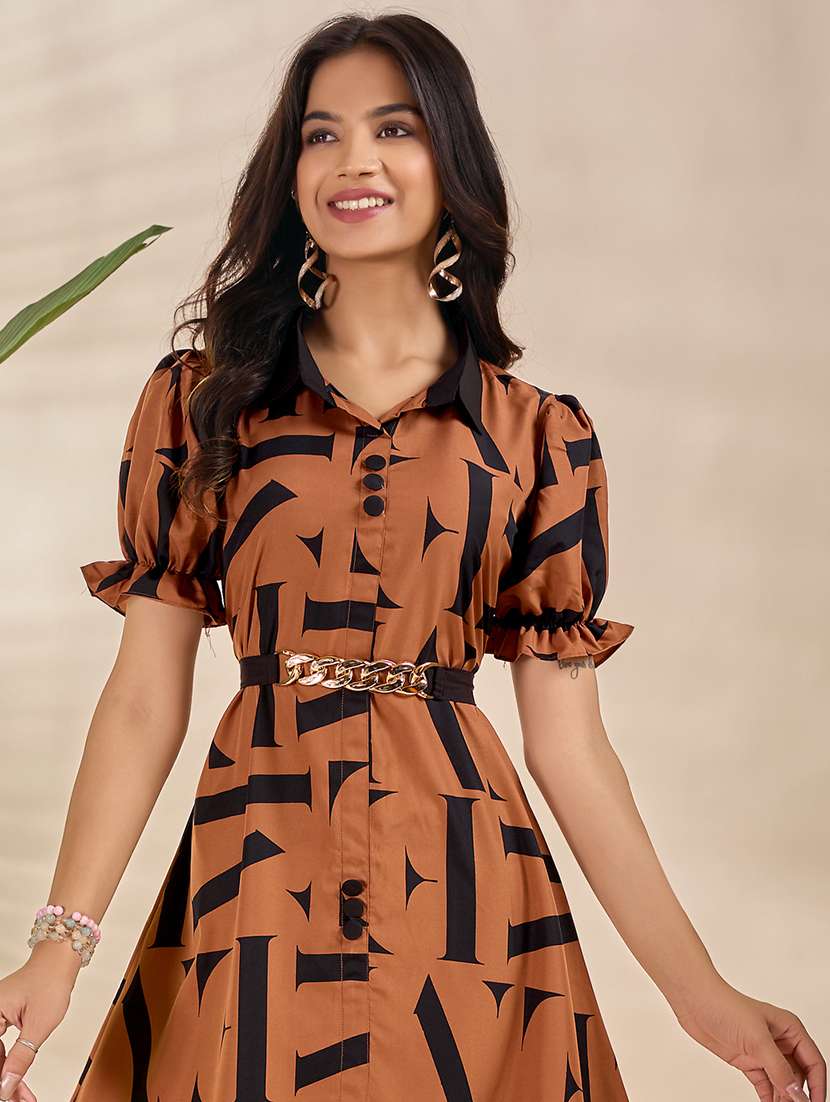 women printed puff sleeve tiered dress - 22066217 - Standard Image - 4
