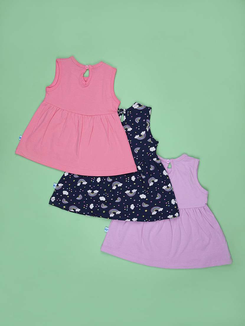 girls pack  of 3 printed sleeveless frocks - 22066229 -  Standard Image - 1