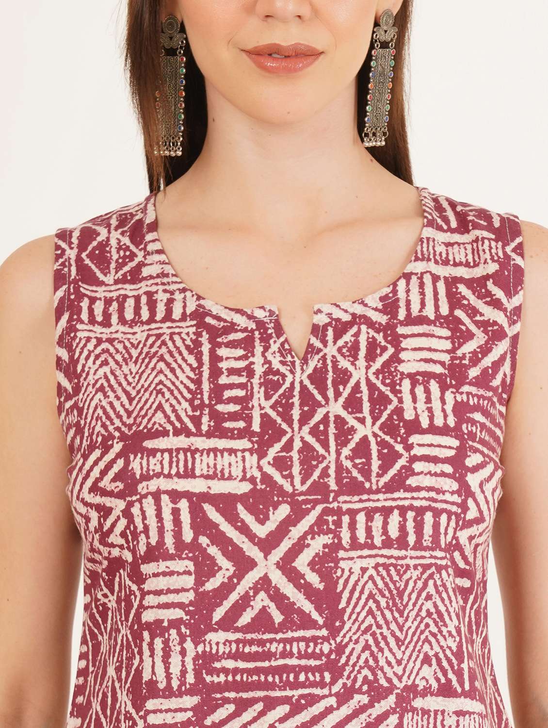 women printed sleeveless straight kurti - 22066252 - Standard Image - 4