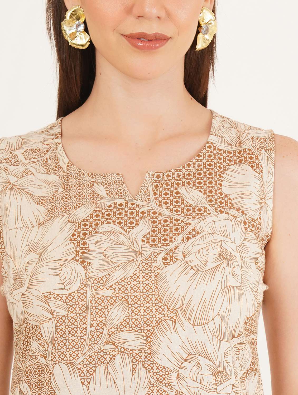women floral printed sleeveless straight kurti - 22066254 - Standard Image - 4