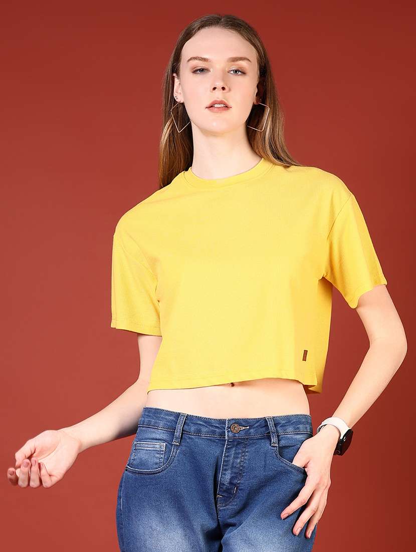 women solid short sleeve boxy t-shirt - 22066260 -  Standard Image - 1