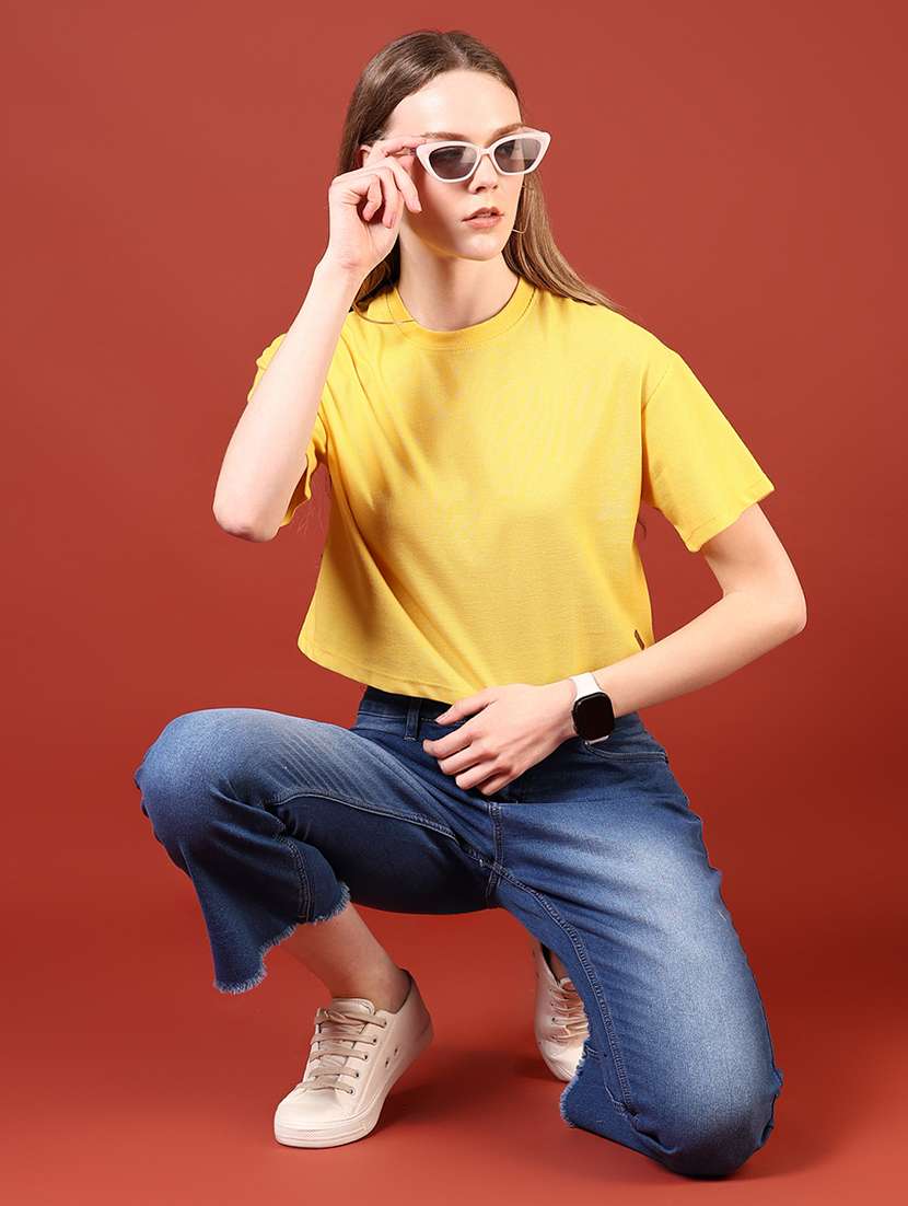 women solid short sleeve boxy t-shirt - 22066260 -  Standard Image - 4
