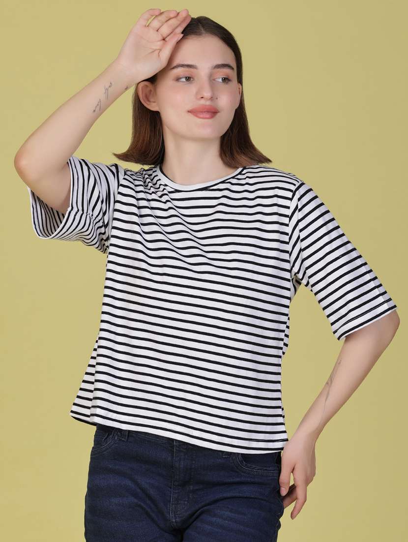 women striped short sleeve oversized t-shirt