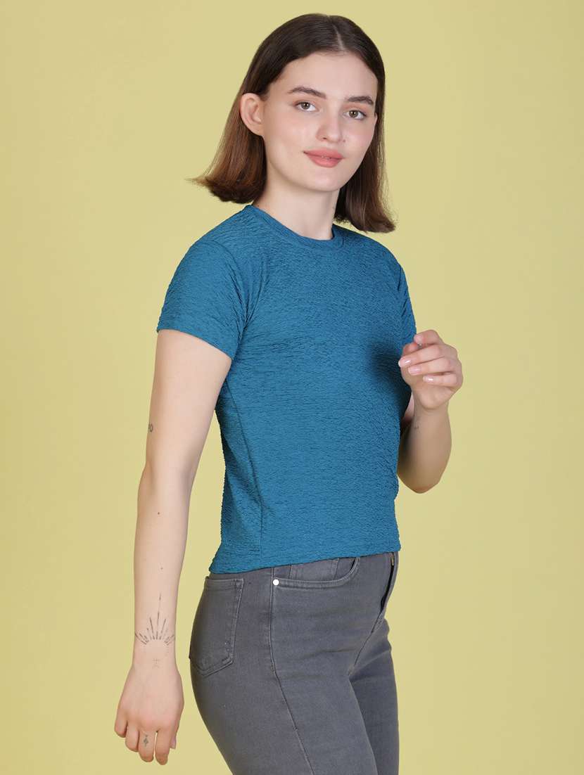 women solid short sleeve regular fit t-shirt - 22066270 - Standard Image - 1