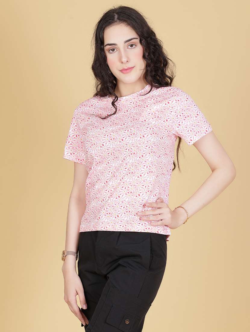women printed short sleeve regular fit t-shirt - 22066271 -  Standard Image - 1