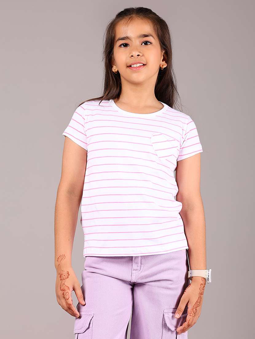 girls striped short sleeve tee - 22066287 -  Standard Image - 1