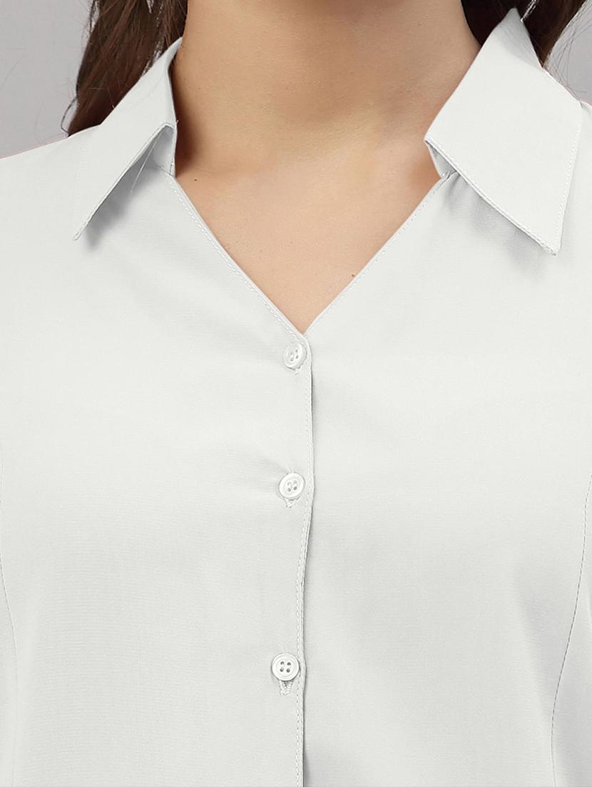 women solid collared three quarter sleeve shirt - 22066313 - Standard Image - 4