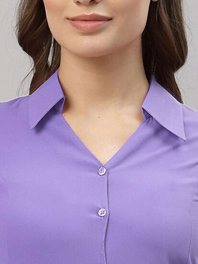women solid collared three quarter sleeve shirt - 22066317 - Standard Image - 4
