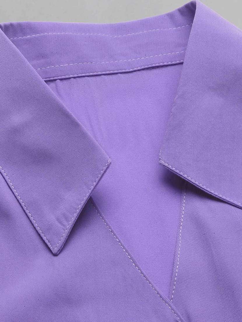 women solid collared three quarter sleeve shirt - 22066317 - Standard Image - 6
