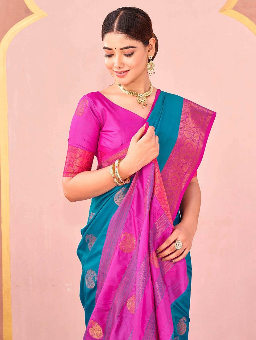 women self design banarasi saree with blouse - 22066361 - Standard Image - 4