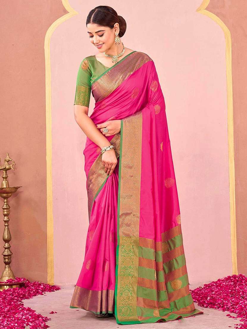 women self design banarasi saree with blouse