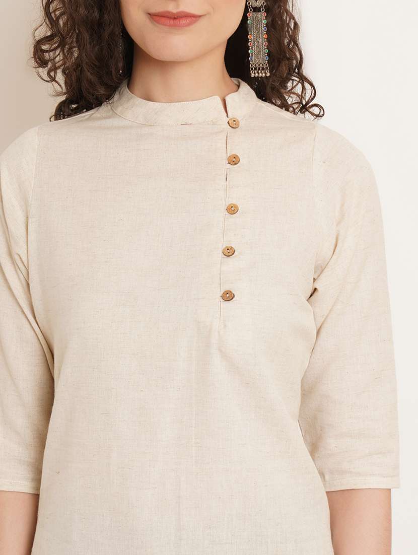 women solid mandarin neck regular top - 22066372 - Standard Image - 4