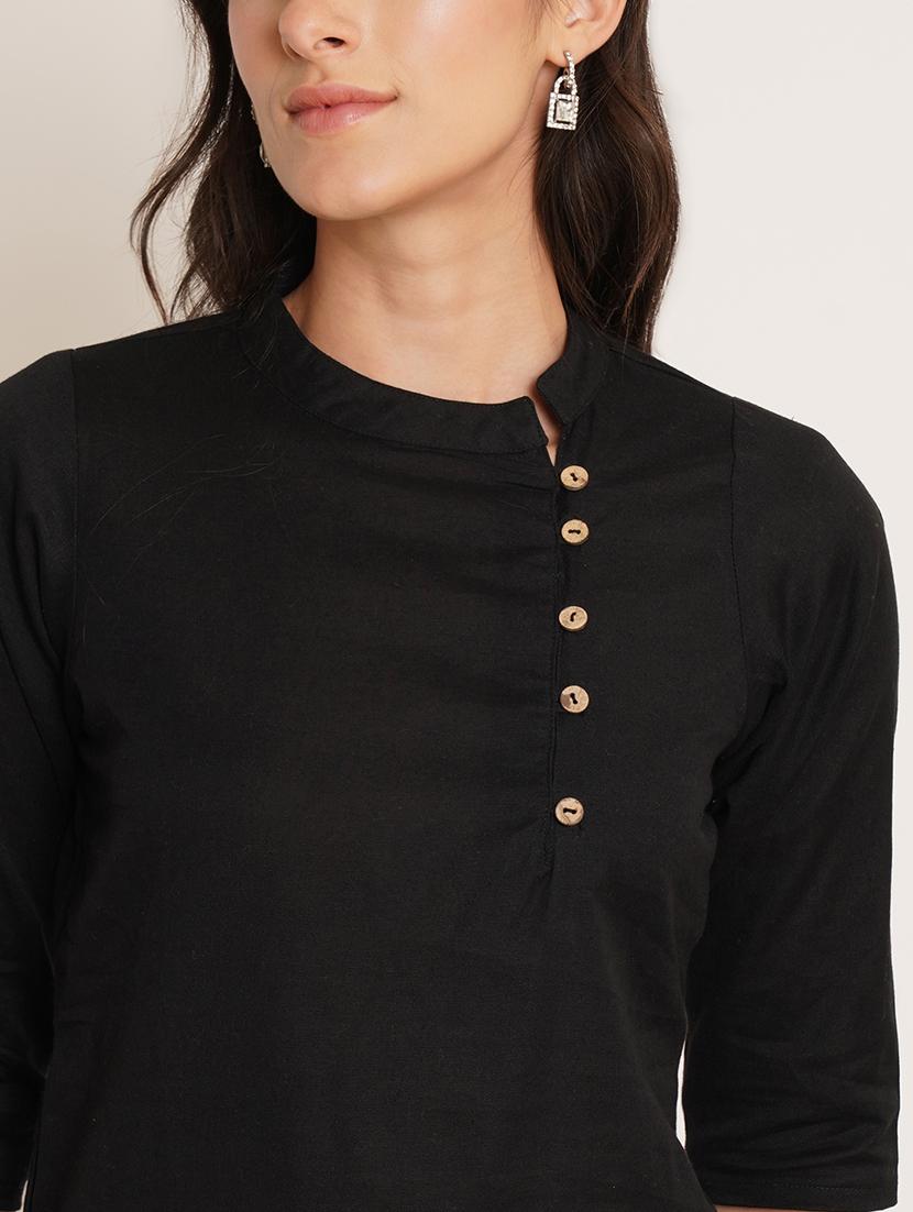 women solid mandarin neck regular top - 22066373 - Standard Image - 4
