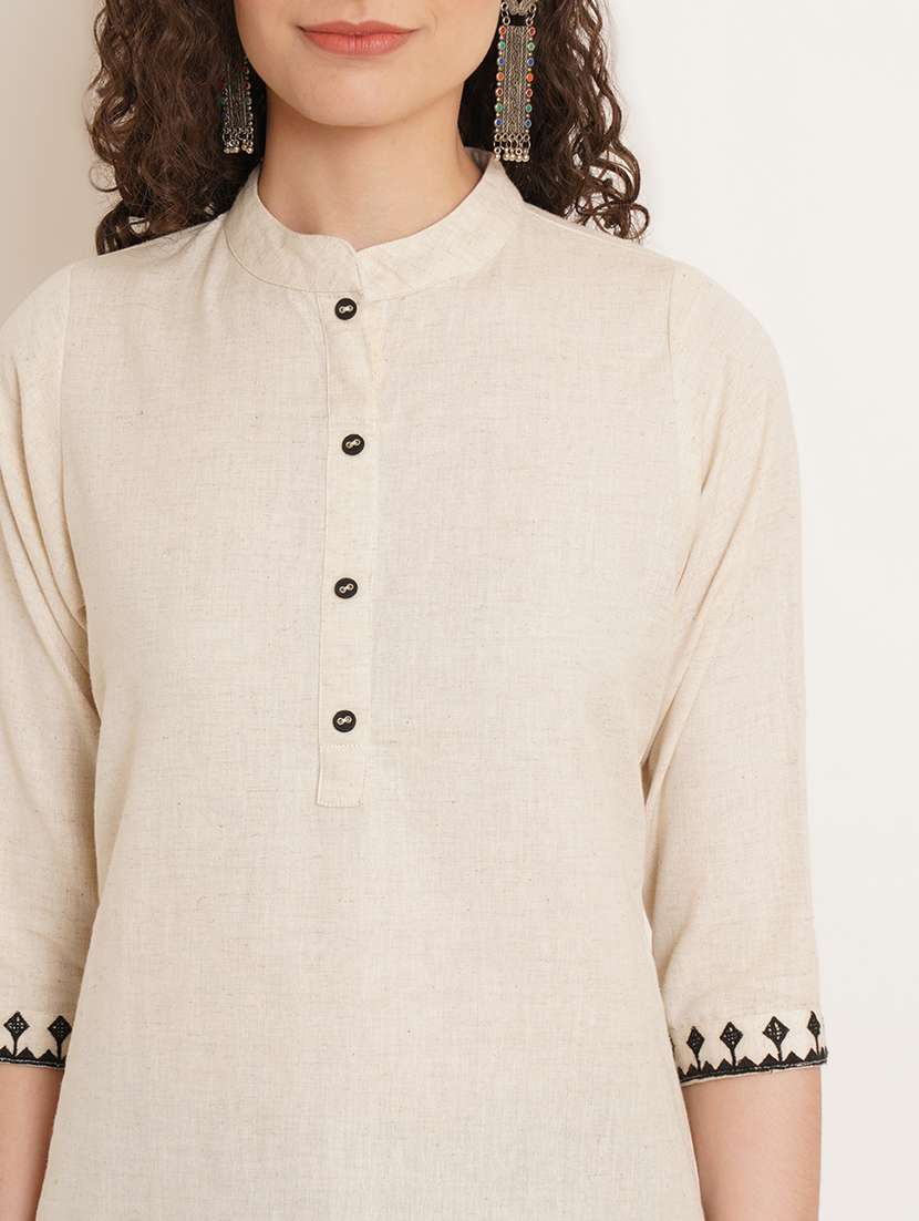 women solid mandarin neck regular top - 22066374 - Standard Image - 4