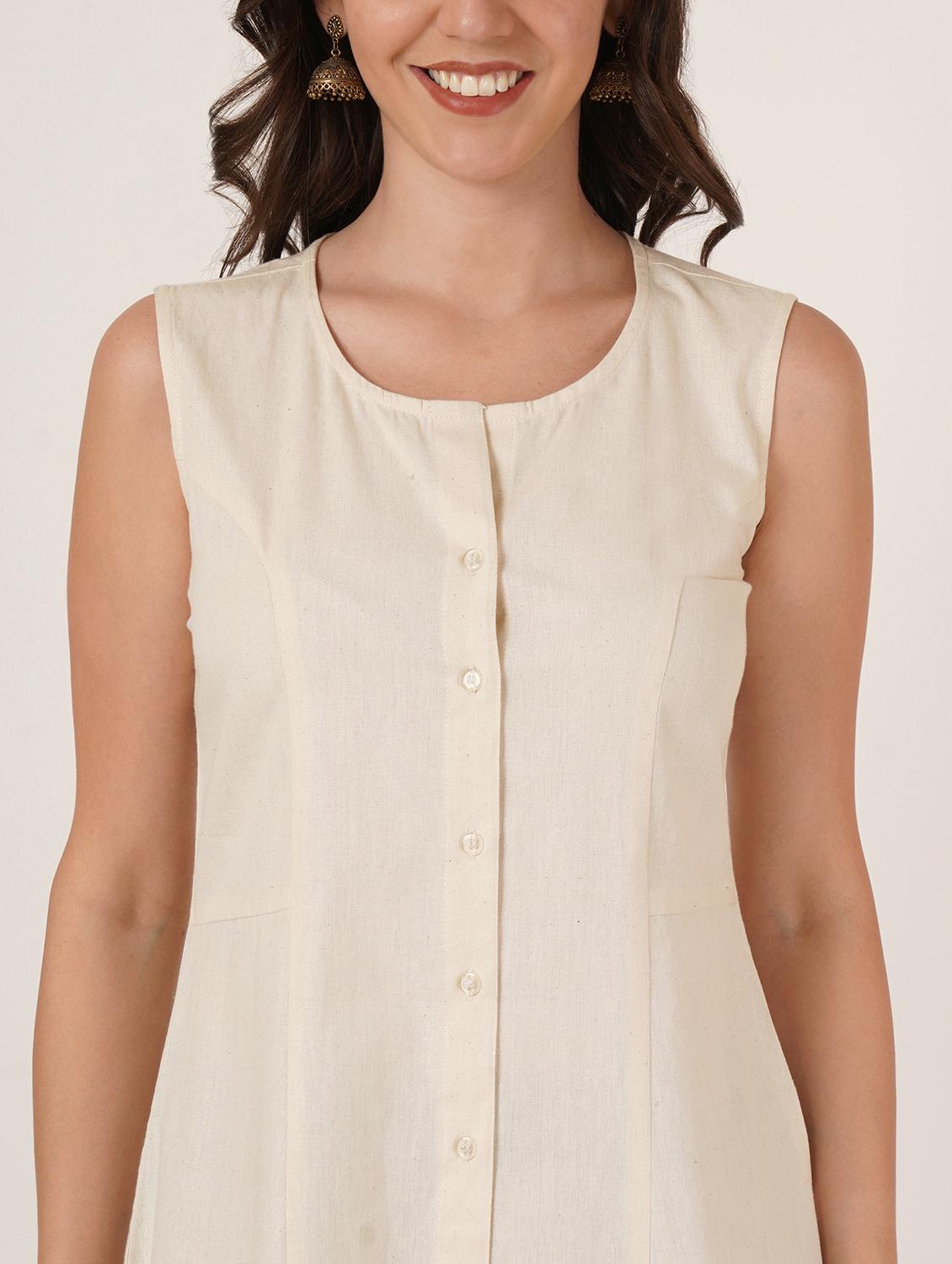 women solid mandarin neck regular top - 22066377 - Standard Image - 4