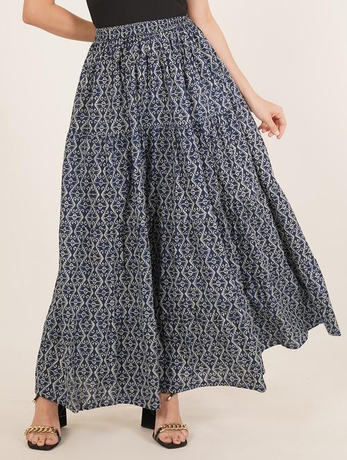 women printed mid rise tiered maxi skirt - 22066383 - Standard Image - 0