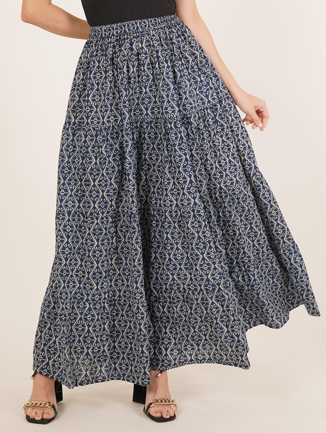 women printed mid rise tiered maxi skirt - 22066383 - Zoom Image - 0